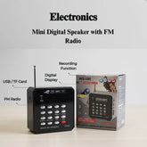 Mini digital speaker with FM radio and packaging